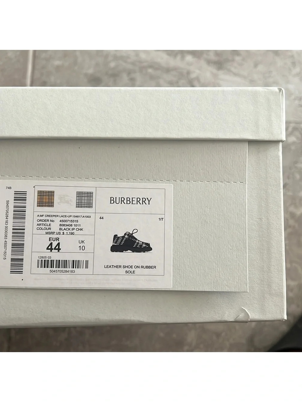Burberry Creeper Check Woven Lace Up Boots Black Made in Italy, NWT, EU Size 44